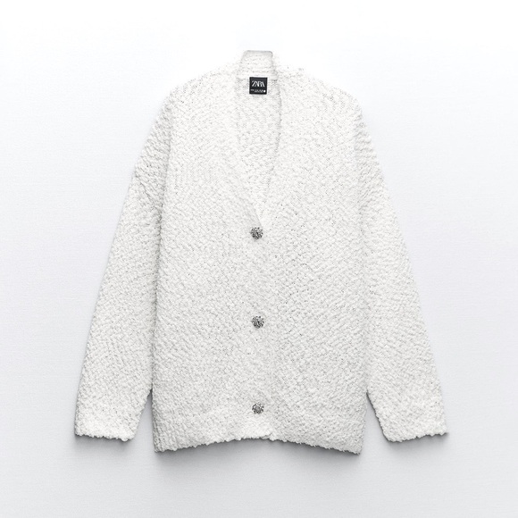 Cardigan Zara Jaune En Maille à Boutons - Taille S/Petit (équivalent RU 8), Occasion Très Bon état